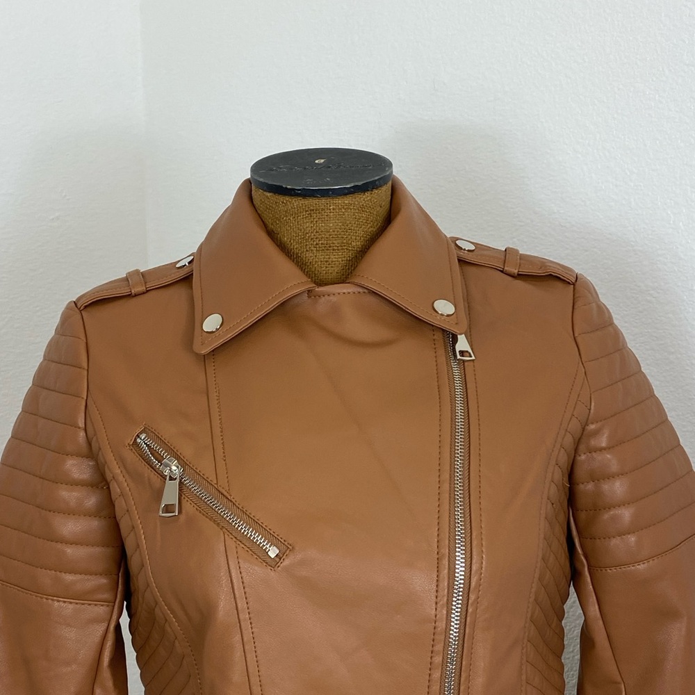 Azalea Wang Faux Leather Biker Jacket L Crop Quilted Detail Nordstrom Rack NWT - Picture 3 of 12